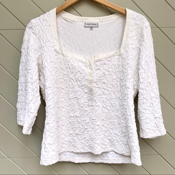 Anne Fontaine Square-Neck Textured Top - Picture 1 of 5